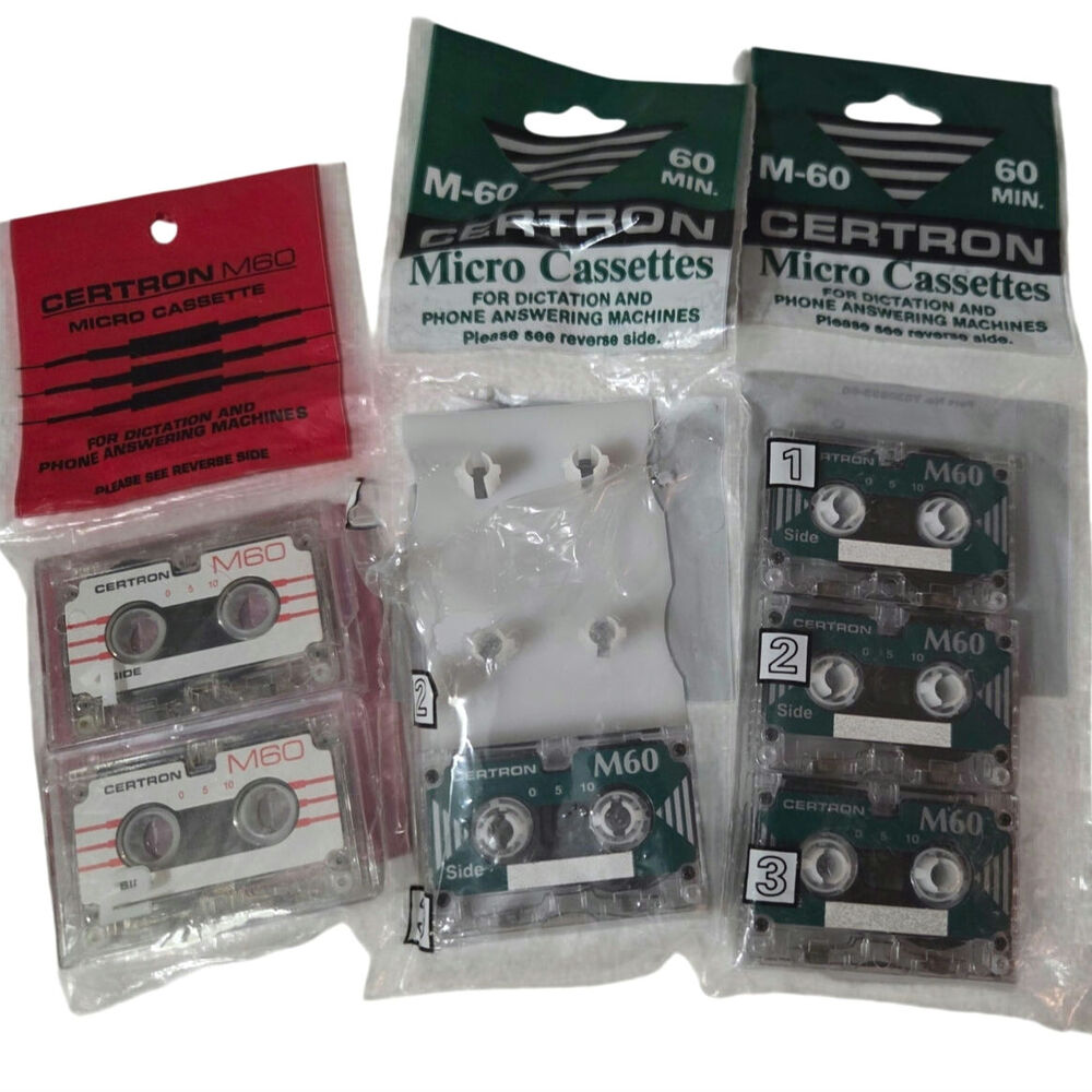 lot 6 Certron 60 Minute Recordable Audio M60 Microcassette Tapes New